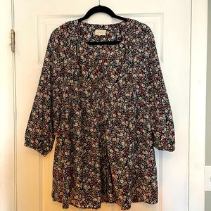 MELLODAY Boho Floral Babydoll Tunic Top Size XL